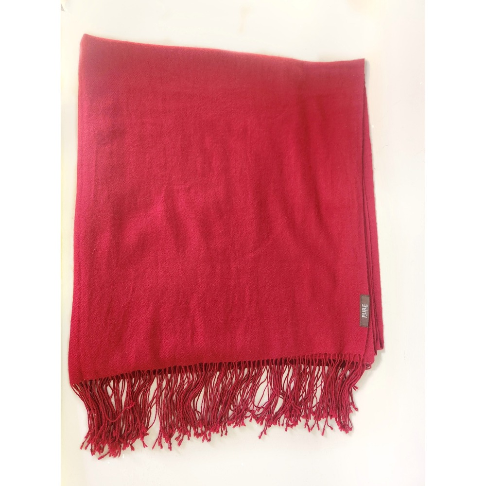 Pure Collection Scarf Women OS Red 100% Cashmere Fringe Trim Wrap Luxe 86"×40" - Picture 6 of 6